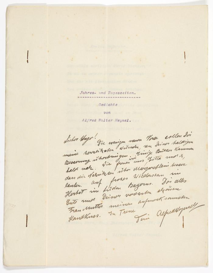 HEYMEL, ALFRED WALTHER (1878 Dresden – 1914 Berlin)
Schriftsteller