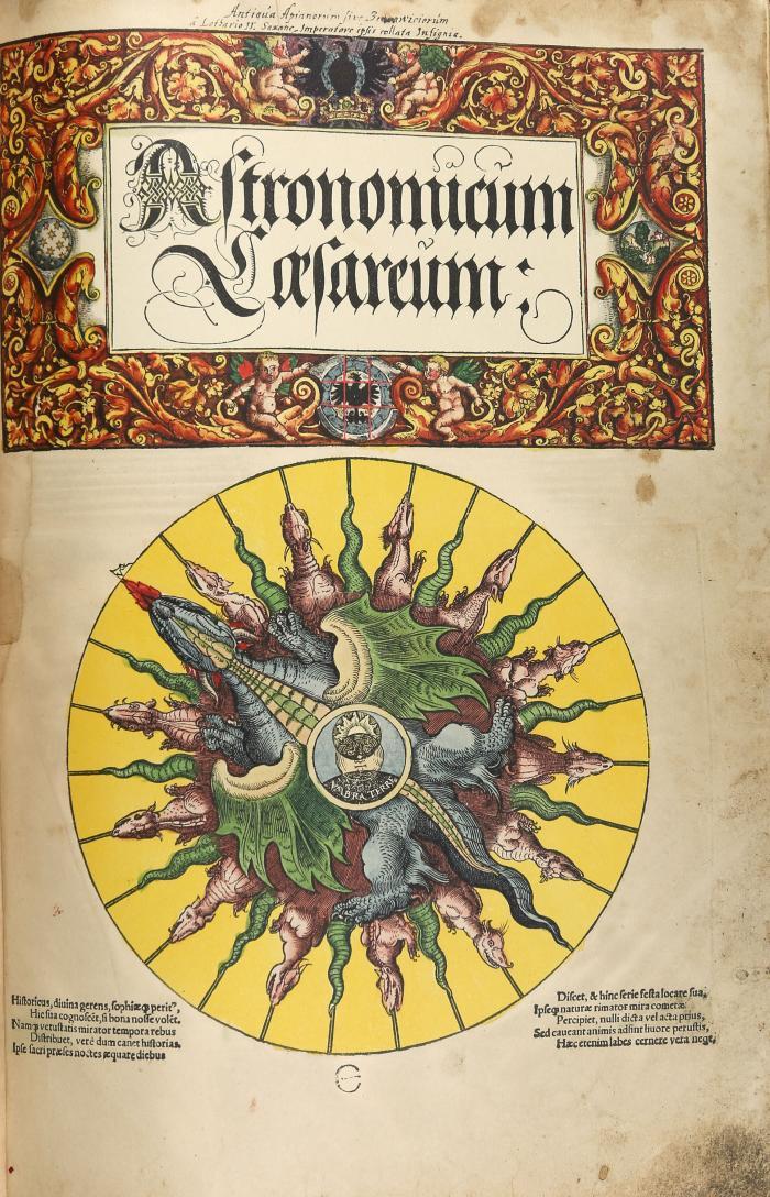 Faksimile. - Apian, Peter: Astronomicum Caesareum. Faksimile und Kommentar in 2 Bden. Faksimile nach dem Exemplar der Landesbibliothek Gotha (Sign. Math. Fol. p. 38).