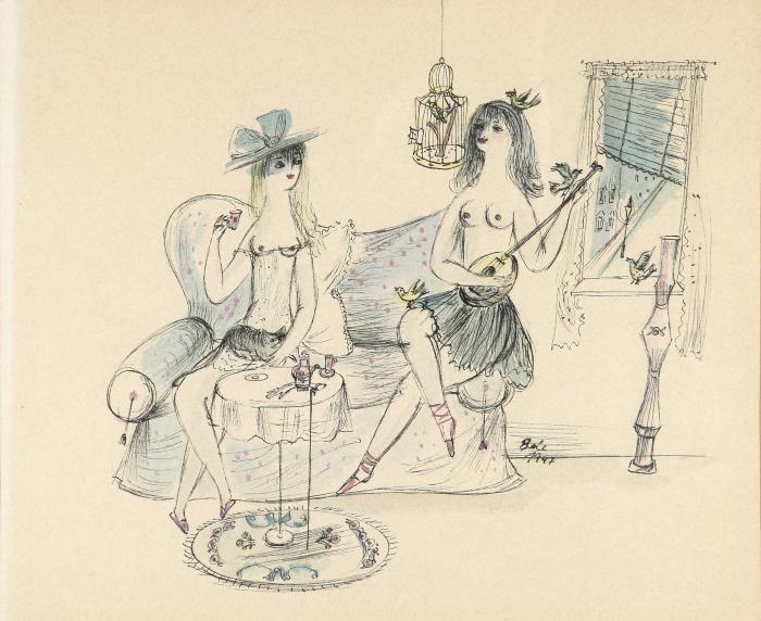 Ohne Titel (Damen im Salon) 1946 / Ohne Titel (Damen im Salon, musizierend) 1947 / Ohne Titel (Strandszene)