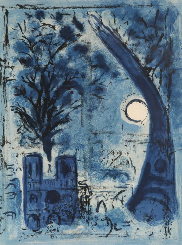 Notre Dame et la tour Eiffel (aus: Chagall Lithographe I)