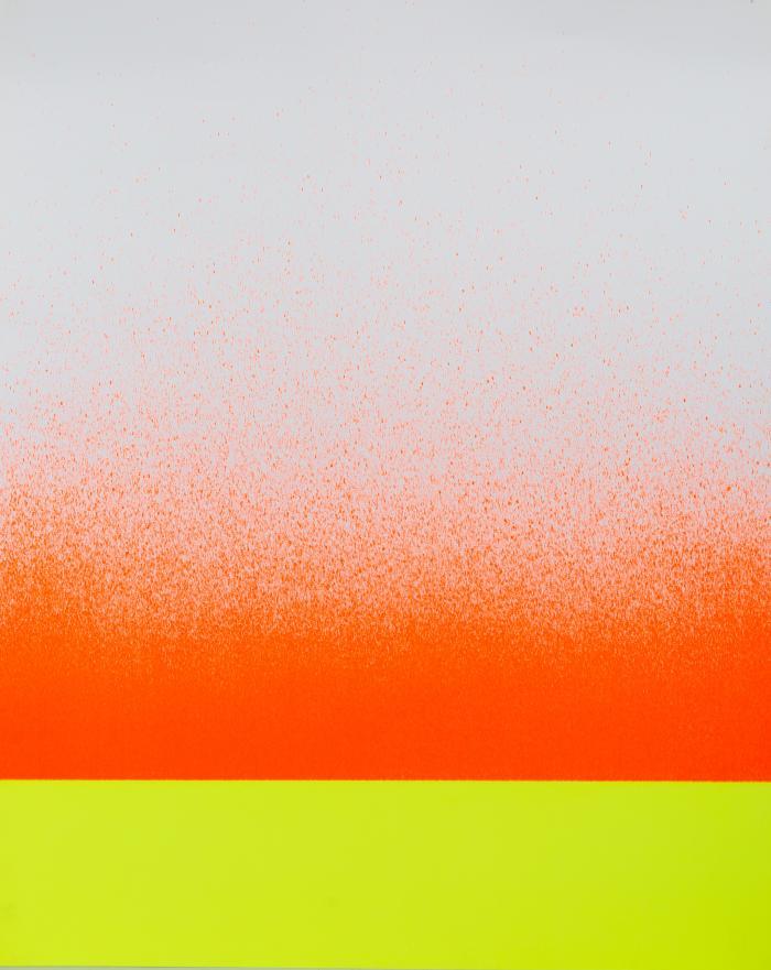 Leuchtgelb kalt mit leuchtrot-orange bis weiß (aus: Augenblick und Dauer)