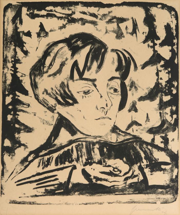 Lauschende (Sonia Gramatté, einen Vogel in den Händen)