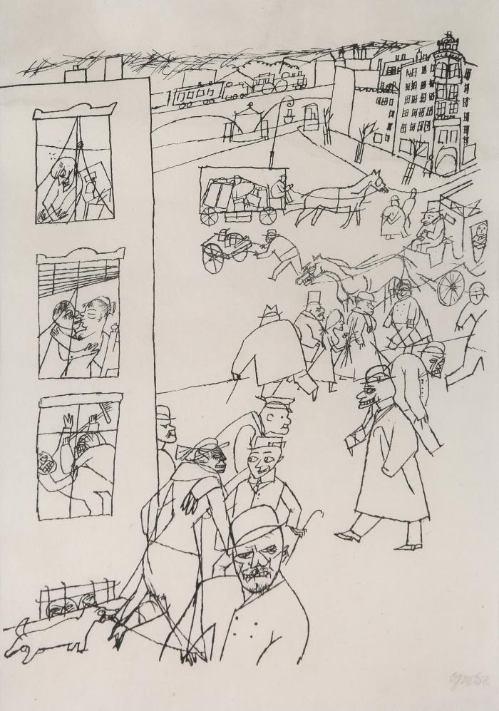 Menschen in der Straße (aus: Erste George Grosz-Mappe)