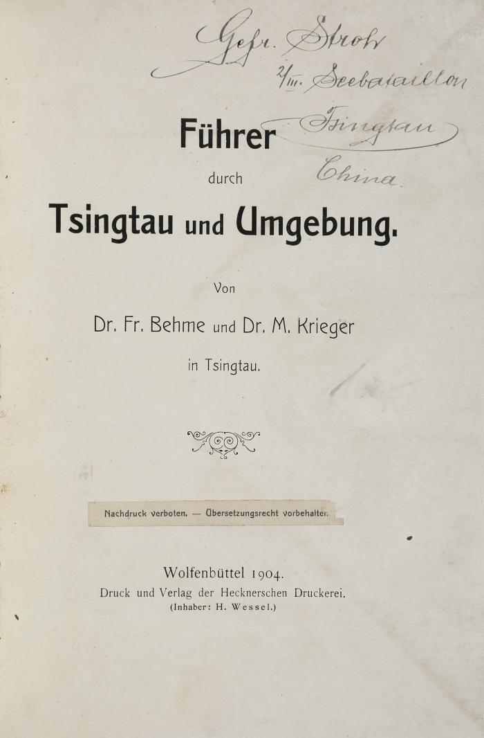 Führer durch Tsingtau und Umgebung.