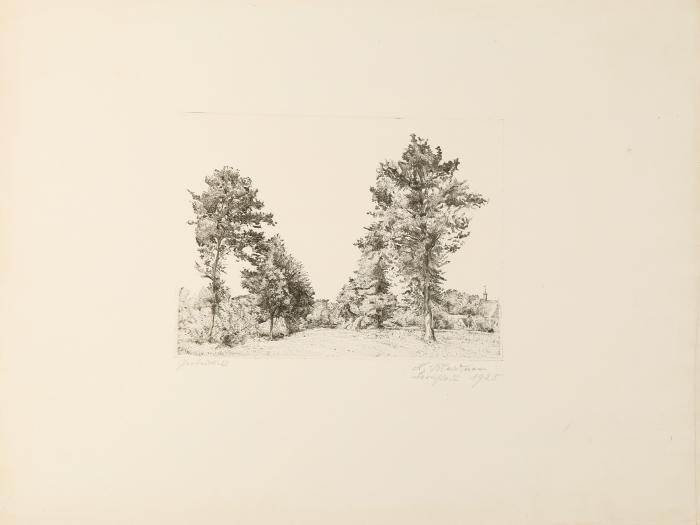 Porträt Eugen Klöpfer in Molière 1922 / Bernstadt in Schlesien. Im Vordergrund hohe Bäume 1925