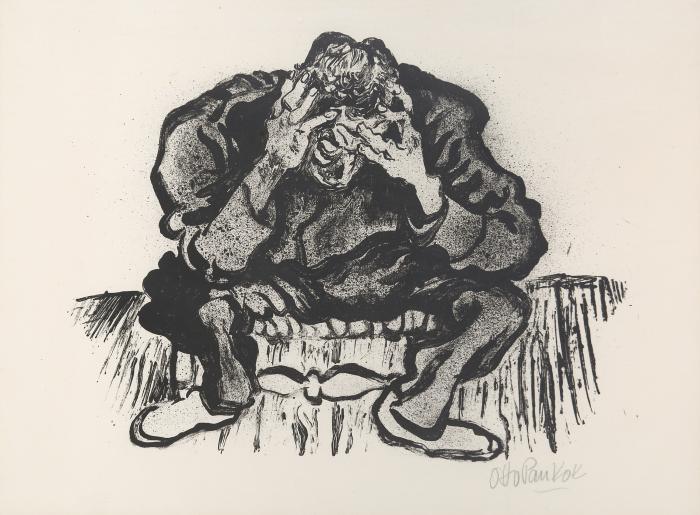 Ramon (Trauriger alter Mann, Tafel 10 aus der Mappe: Otto Pankok Lithos)