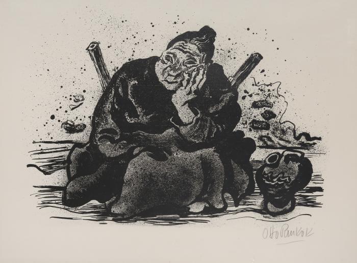 Tomasa (Frau in Gedanken, Tafel 9 aus der Mappe: Otto Pankok Lithos)