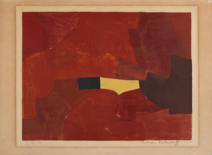 Composition lie-de-vin, jaune et noire (Komposition in Burgunderrot, Gelb und Schwarz)