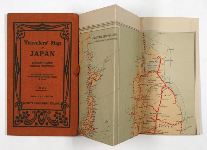 Japan.- Travelers' Map of Japan. Chosen (Korea), Taiwan (Formosa) with brief descriptions of the principal tourist points in Japan.