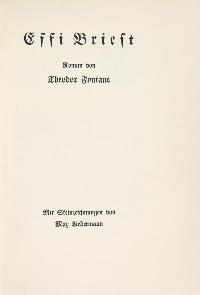 LIEBERMANN, MAX
THEODOR FONTANE: Effi Briest. Roman. Berlin: Maximilian-Gesellschaft 1927. Handpressendruck der Officina Serpentis.
