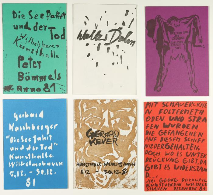 MÜLHEIMER FREIHEIT
DIE SEEFAHRT UND DER TOD. Ausstellung in Wilhelmshaven und Wolfsburg 1981/82. 6 Hefte und 1 Beiblatt.