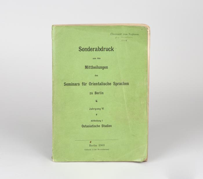 Japanische Wappen. [Auf d. Umschlagdeckel:] Sonderabdruck aus den Mittheilungen des Seminars für Orientalische Sprachen zu Berlin. Jg. VI, Abtlg. I: Ostasiatische Studien.