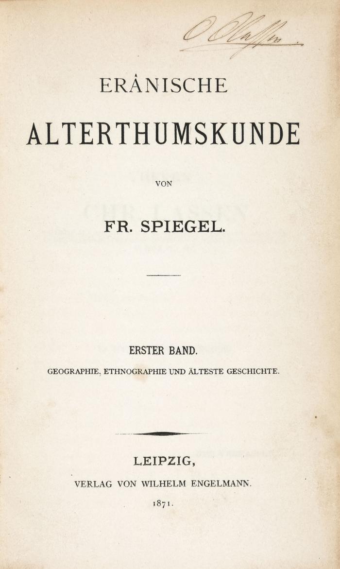 Eranische Alterthumskunde. 3 Bde.