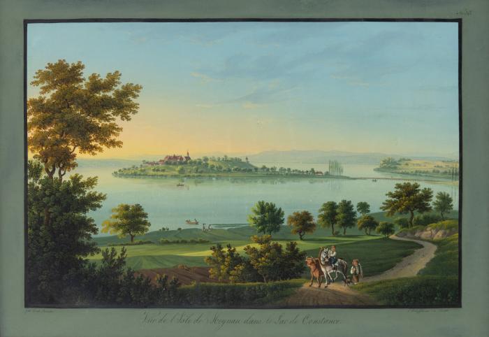Bodensee. – Ansicht der Insel Mainau im Bodensee.