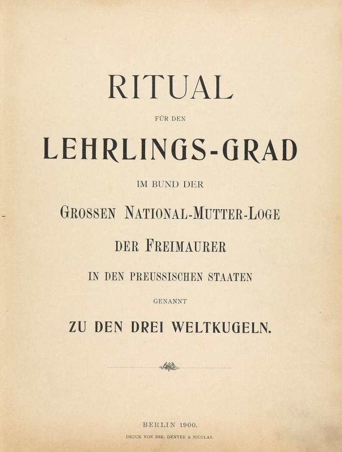 Freimaurer. - Große National-Mutterloge 