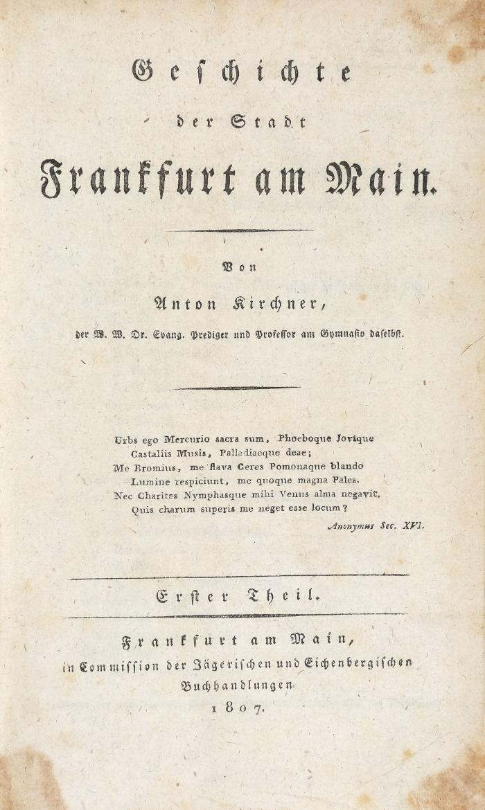 Geschichte der Stadt Frankfurt am Main. 2 Bde.