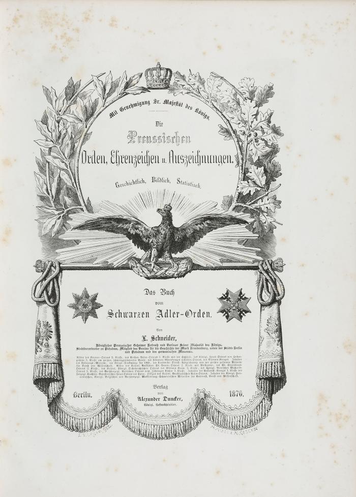 Ritterorden. - Schneider, L(ouis): Das Buch vom Schwarzen Adler-Orden.