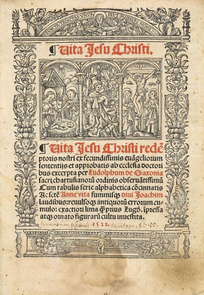 Vita Jesu Christi rede(m)ptoris nostri ex secundissimis eva(n)geliorum sententiis et approbatis ab ecclesia doctoribus excerpta.