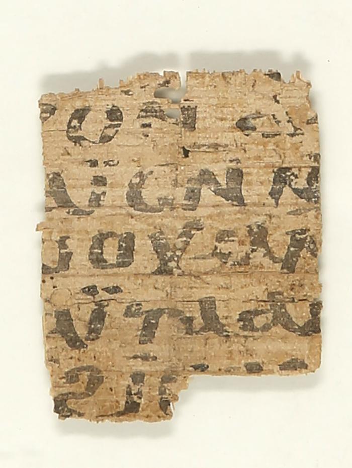 Vier Papyrusfragmente. Koptische Zeit, spätes 1. Jahrtausend n. Chr. Zusammen unter Glas gerahmt (nicht außerhalb des Rahmens untersucht). Bezeichnet „IC53“ bis „IC56“.