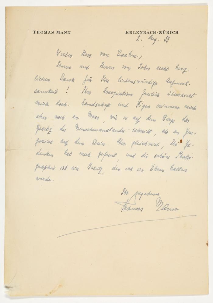 THOMAS MANN (1875 Lübeck – 1955 Zürich)
Schriftsteller