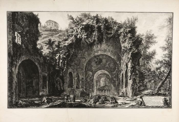 Veduta della fonte e delle Spelonche d‘ Egeria fuor della porta Capena or di S. Seb.no…