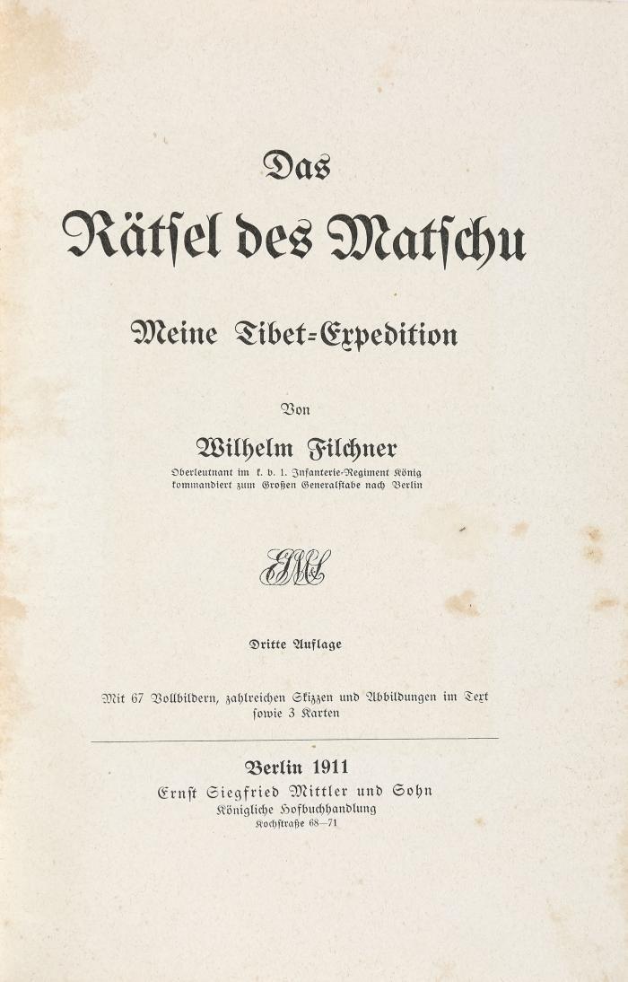Das Rätsel des Matschu. Meine Tibet=Expedition.