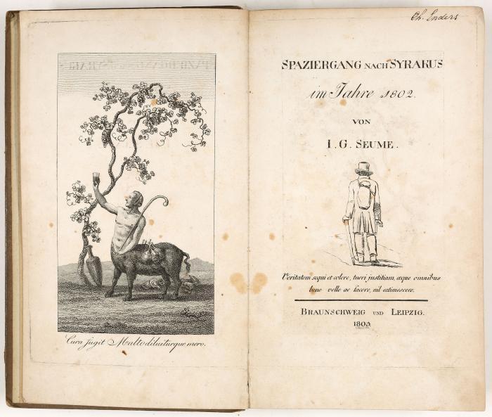Spaziergang nach Syrakus im Jahre 1802. Braunschweig u. Leipzig: gedr. bei Fr. Vieweg [für J. F. Hartknoch] 1803.