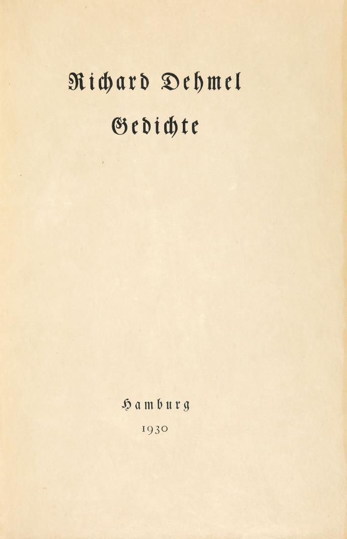 Dehmel, Richard: Gedichte.