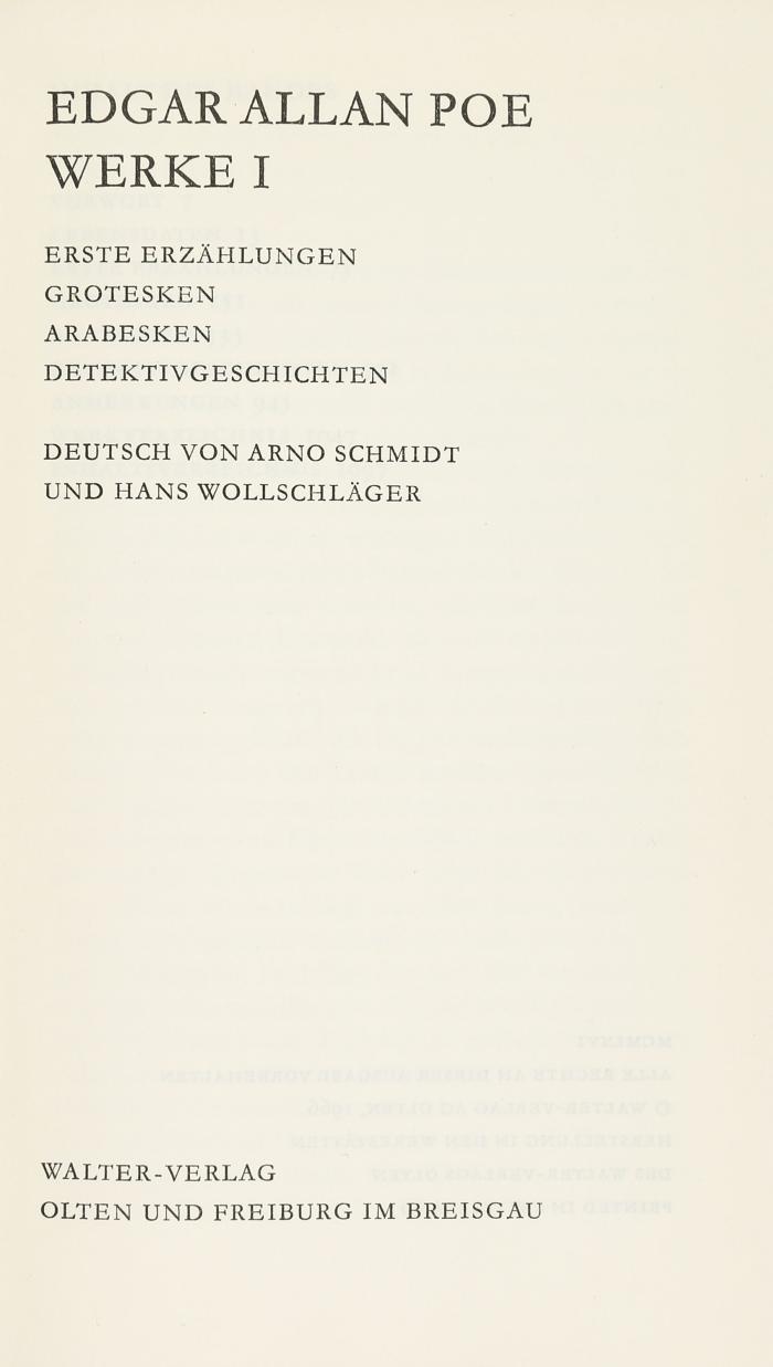 Werke. Deutsch von Arno Schmidt und Hans Wollschläger u.a. 4 Bde.